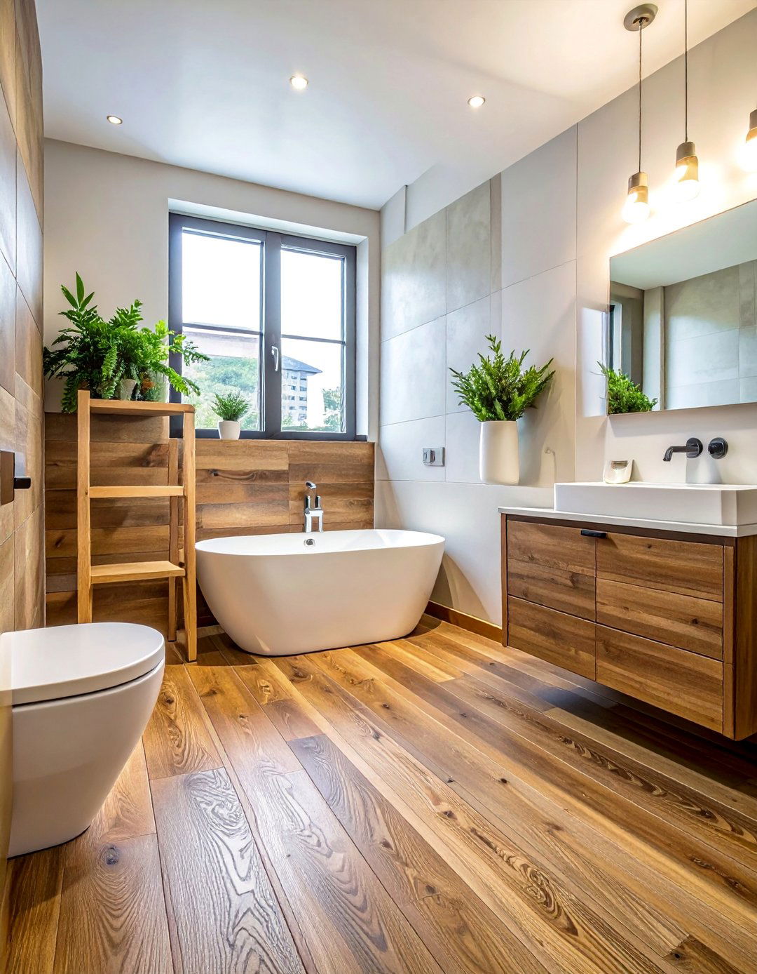 Textured Wood Bathroom Surfaces - 25 Ideas for Wood Floors in Bathrooms -Style & Durability