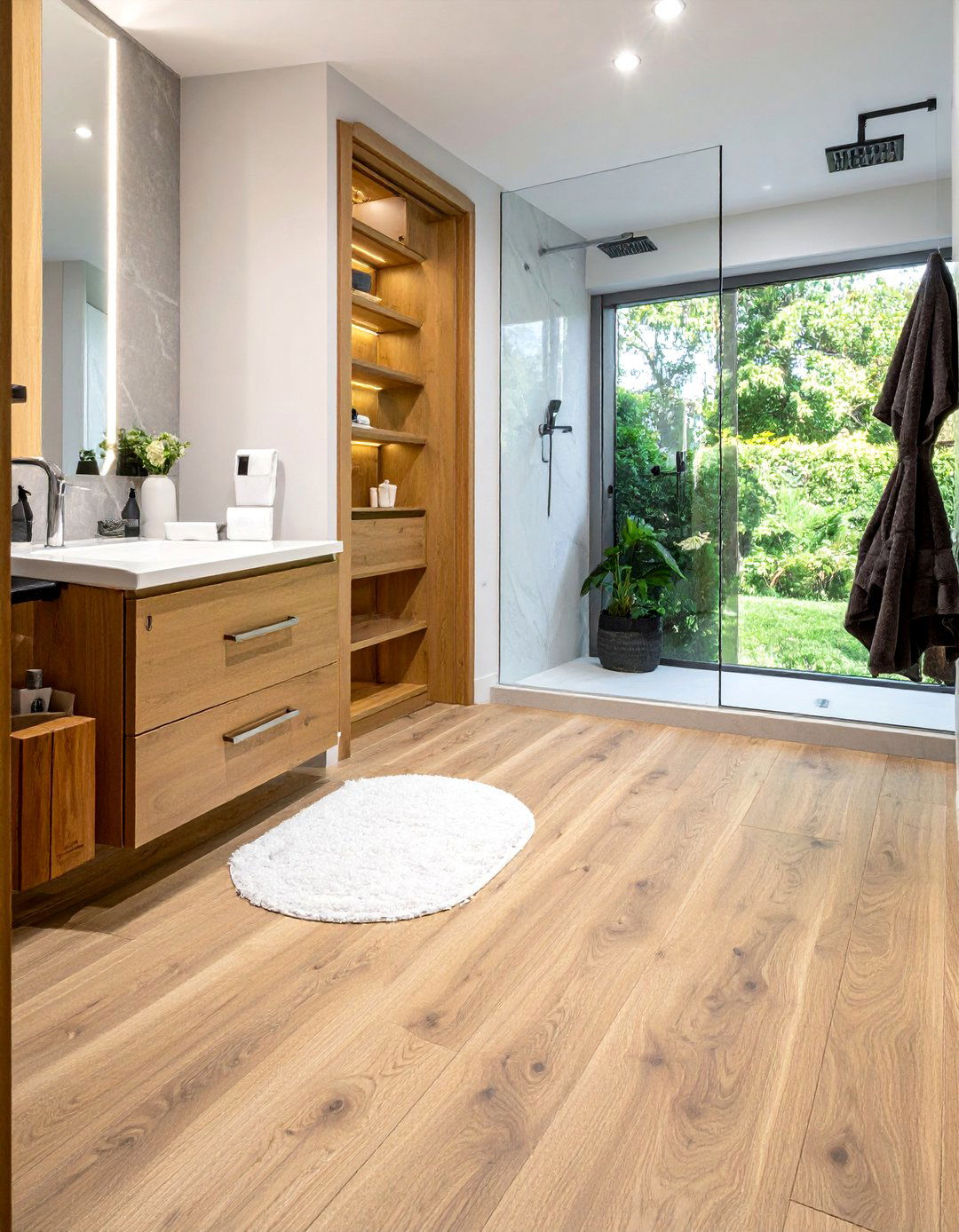 Waterproof Laminate Wood Look Options - 25 Ideas for Wood Floors in Bathrooms -Style & Durability