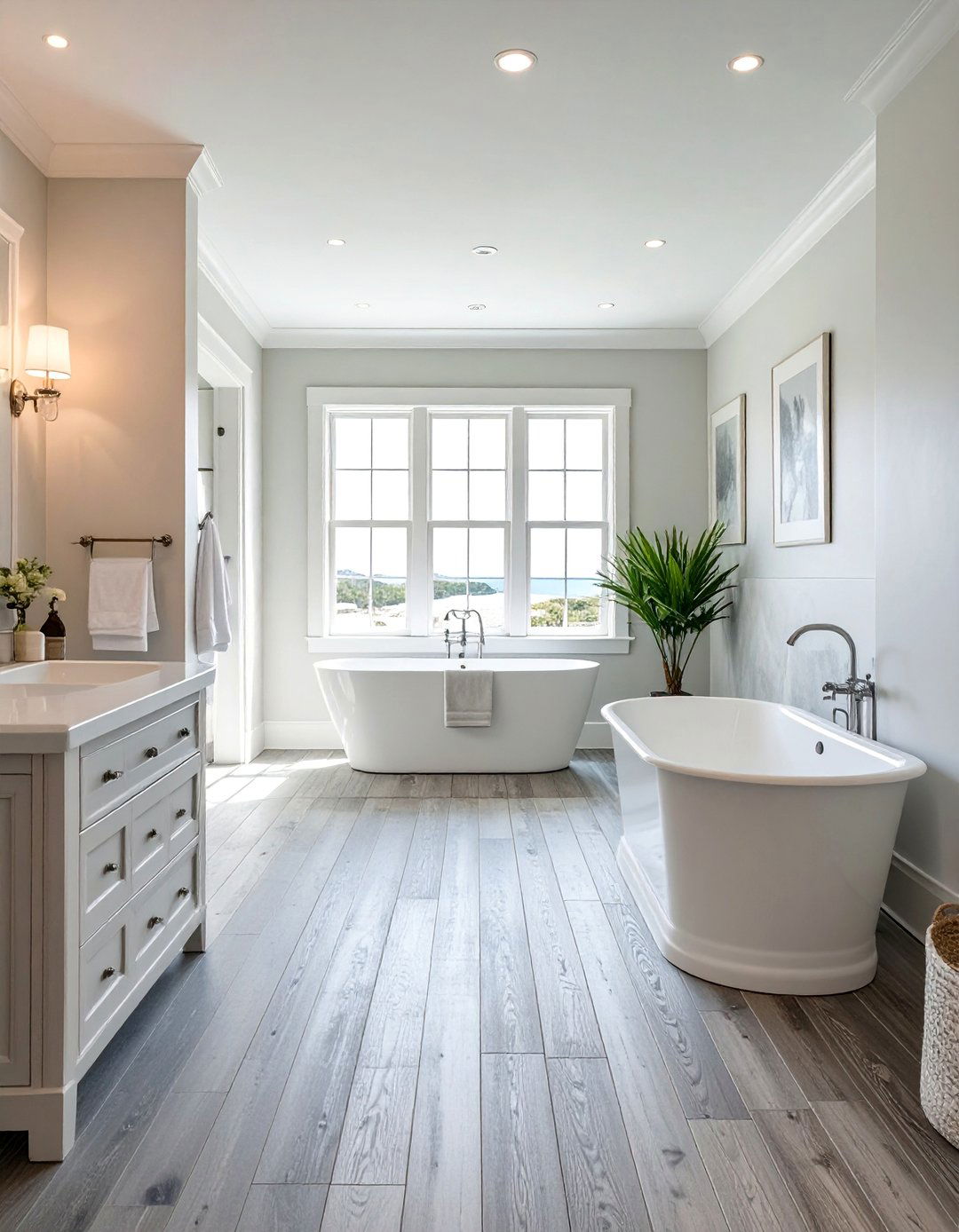 Weathered Gray Wood Finishes - 25 Ideas for Wood Floors in Bathrooms -Style & Durability