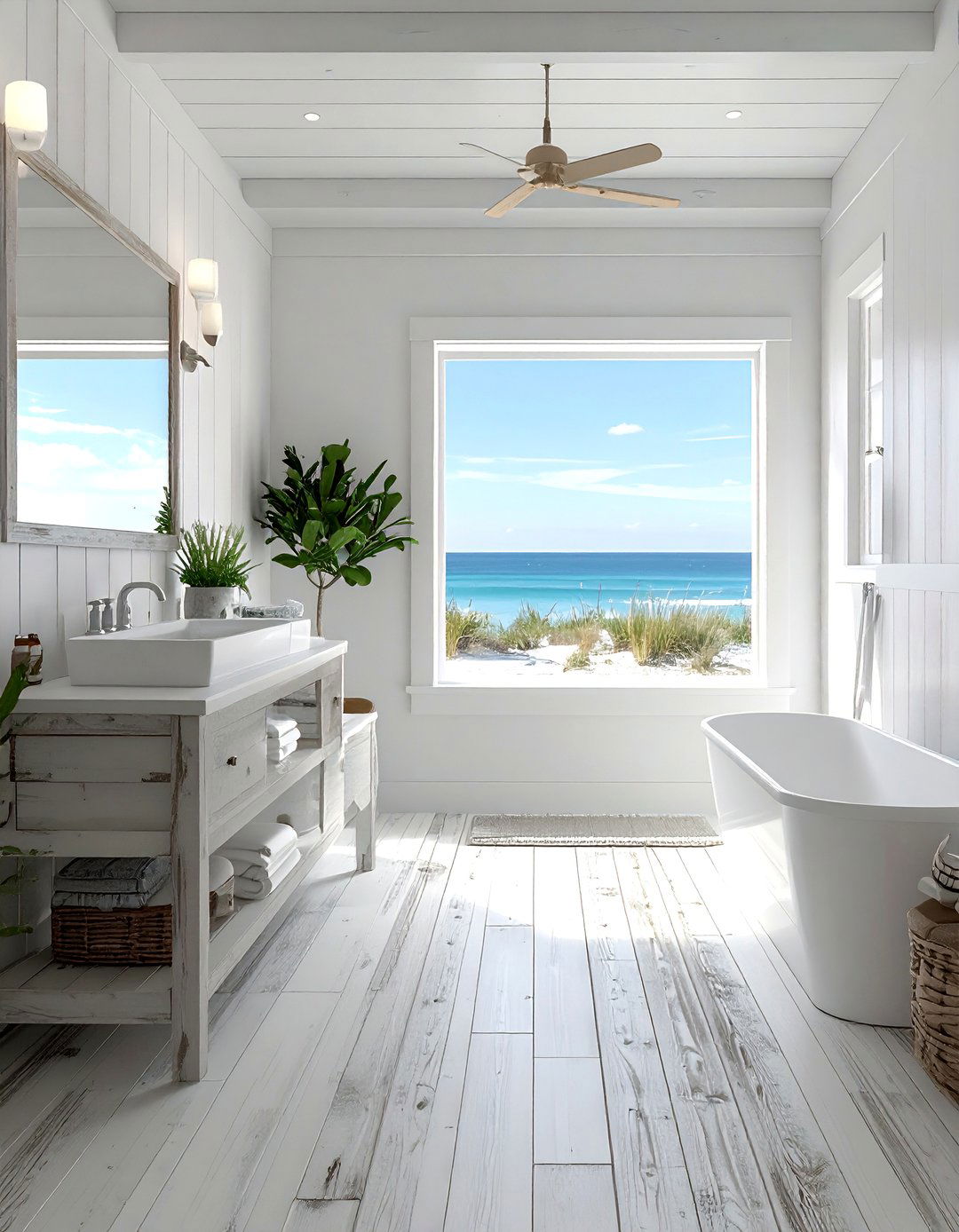Whitewashed Coastal Bathroom Floors - 25 Ideas for Wood Floors in Bathrooms -Style & Durability