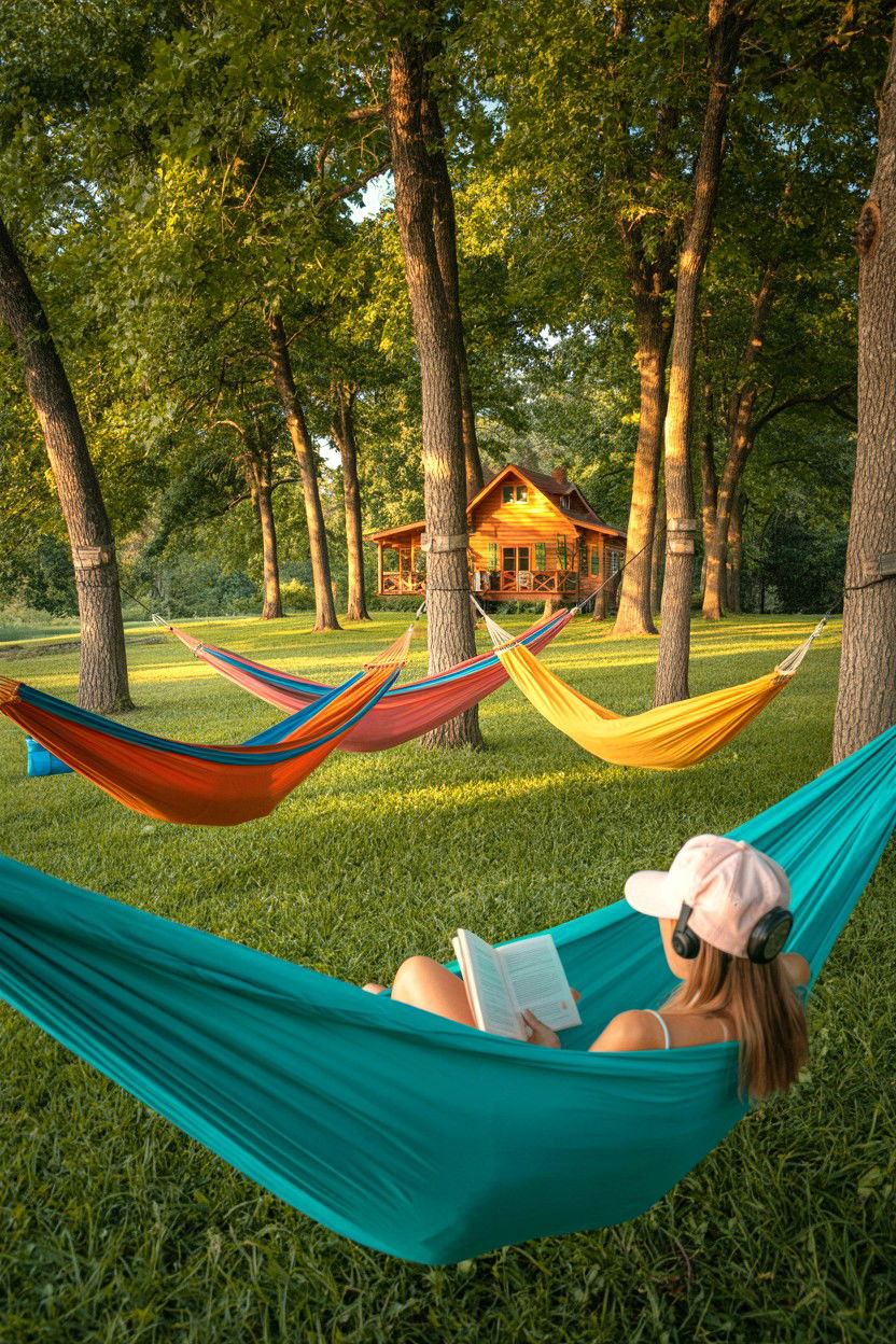 Afternoon Hammock Cluster - 20-cozy-cabin-trip-ideas-for-groups-and-friends