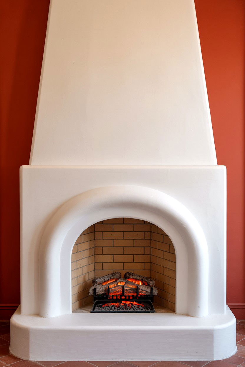 Arched Electric Fireplace Opening with Plaster Finish - 30 faux fireplace ideas
