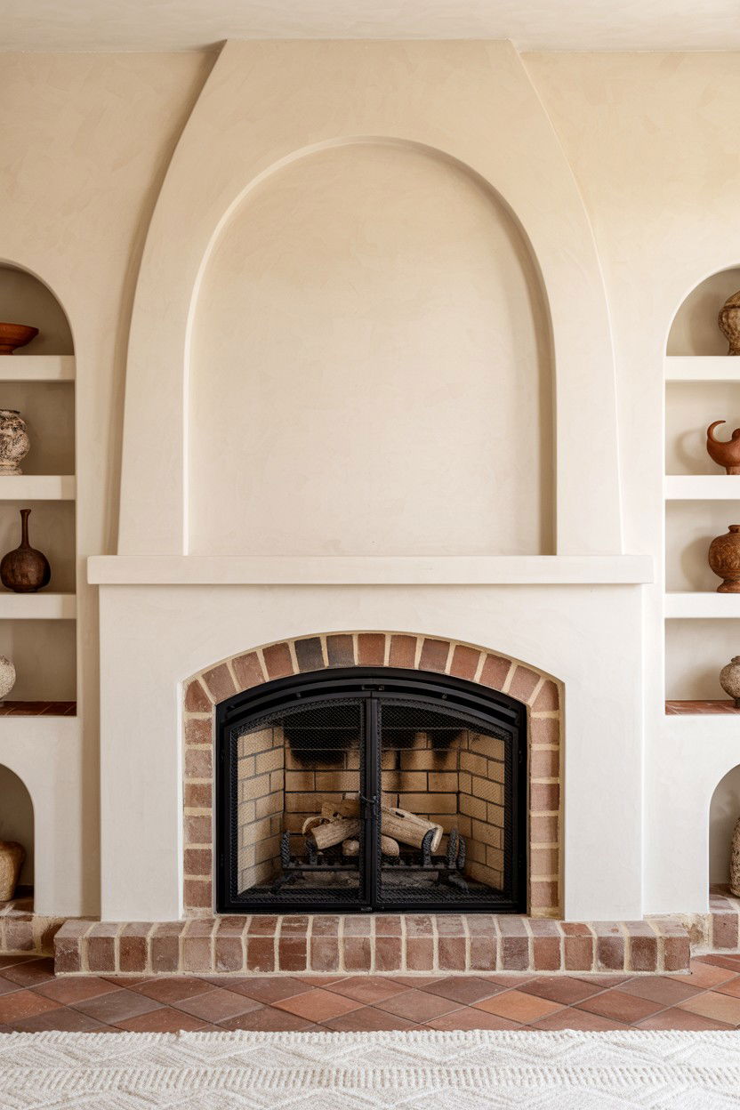 Arched Fireplace Opening with Mediterranean Flair - 30 cozy fireplace ideas