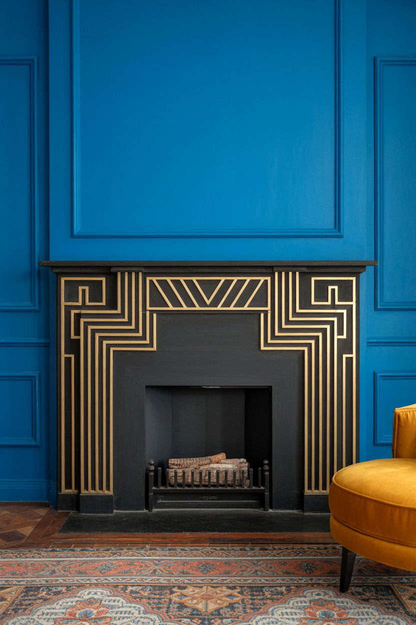 Art Deco Inspired Mantle with Geometric Patterns - 30 fireplace mantle ideas