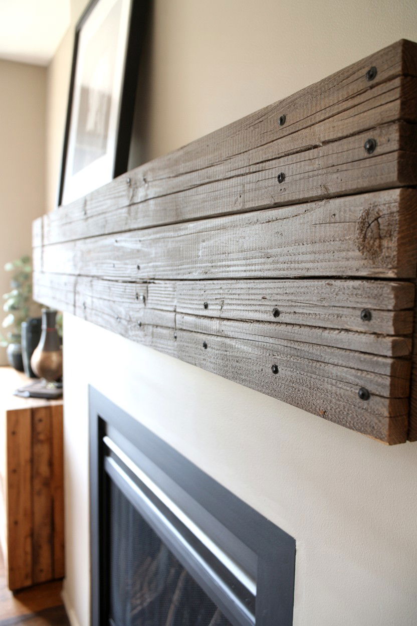 Barn Wood Mantle with Authentic Nail Holes