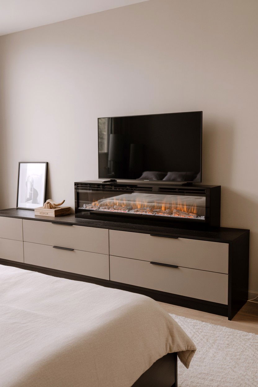 Bedroom Fireplace Mounted Above Dresser - 30 best electric fireplace ideas
