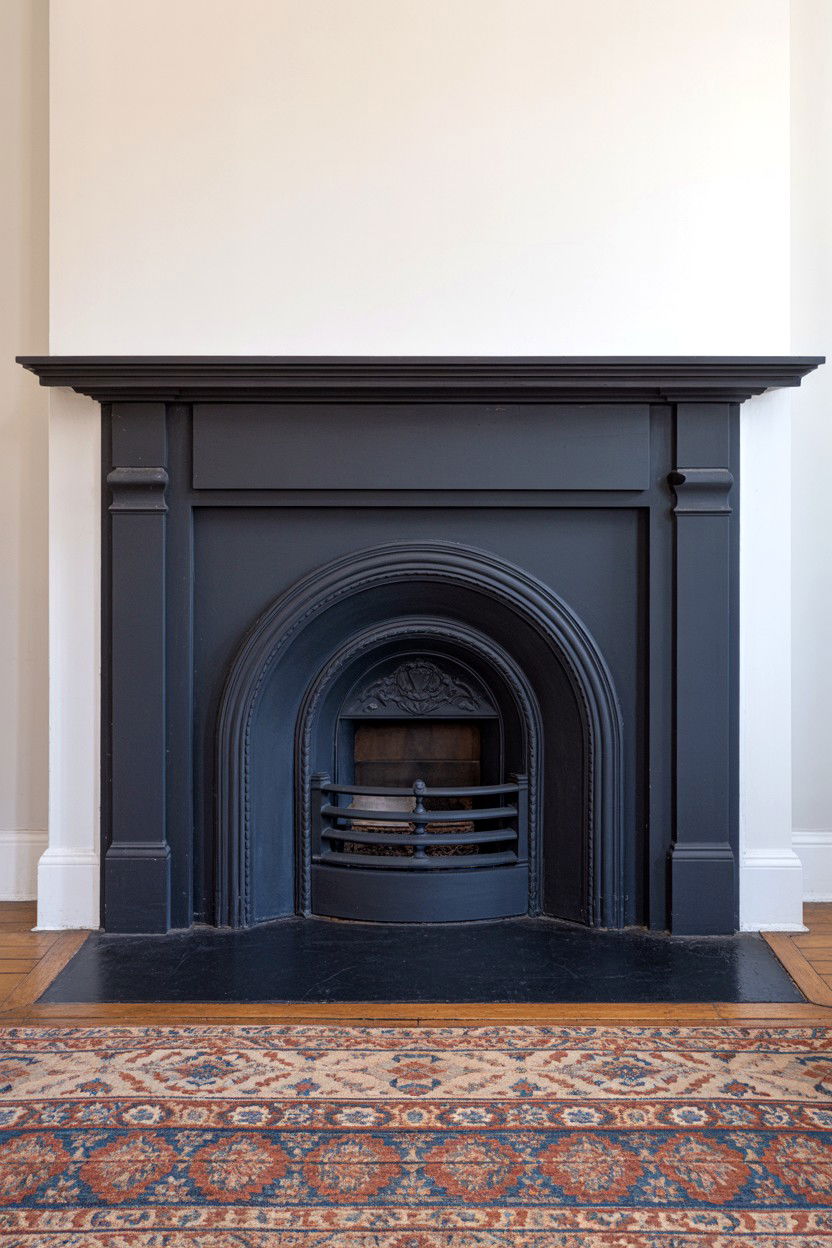 Black Fireplace with Arched Opening and Traditional Detail - 30 black fireplace ideas