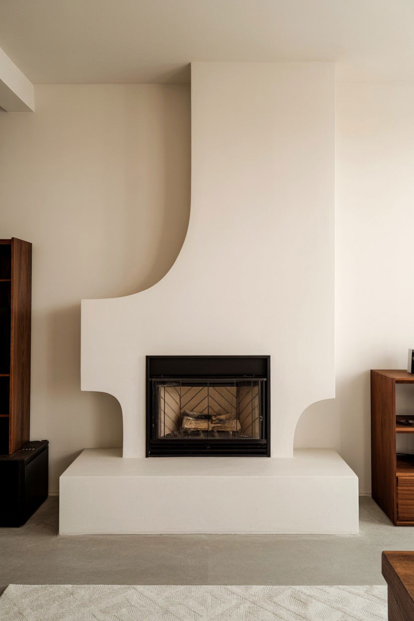 Black Fireplace with Asymmetrical Modern Design - 30 black fireplace ideas