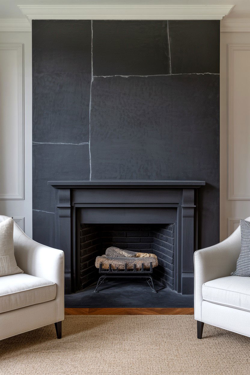 Black Limestone Fireplace Wall with Honed Finish - 30 black fireplace wall ideas