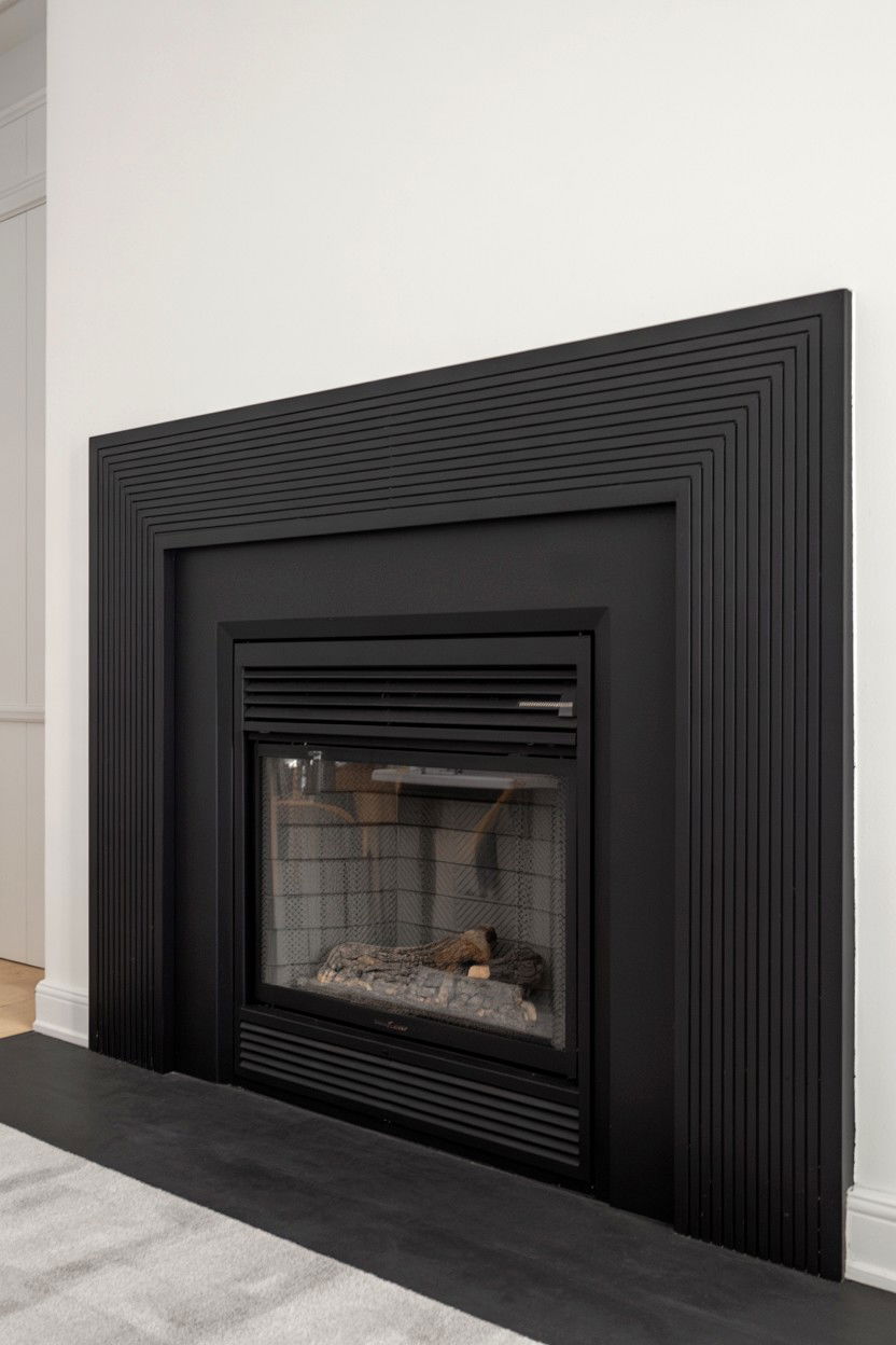 Black Metal Surround Frames - 30 fireplace makeover ideas