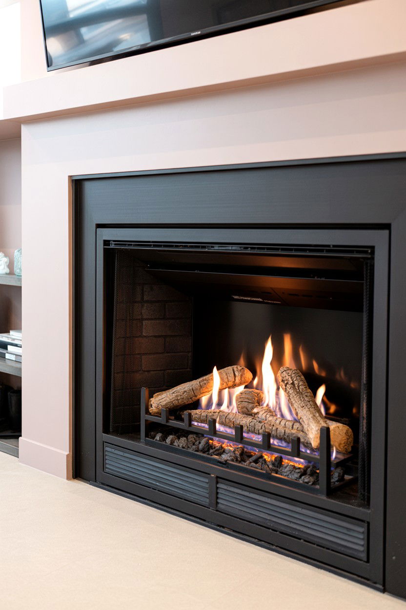 Black Steel Frame with Open View Design - 30 best gas fireplace ideas