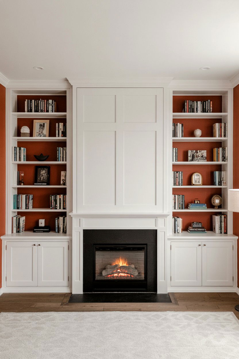 Built In Bookcase Integration with Corner Fireplace - 30 corner fireplace ideas
