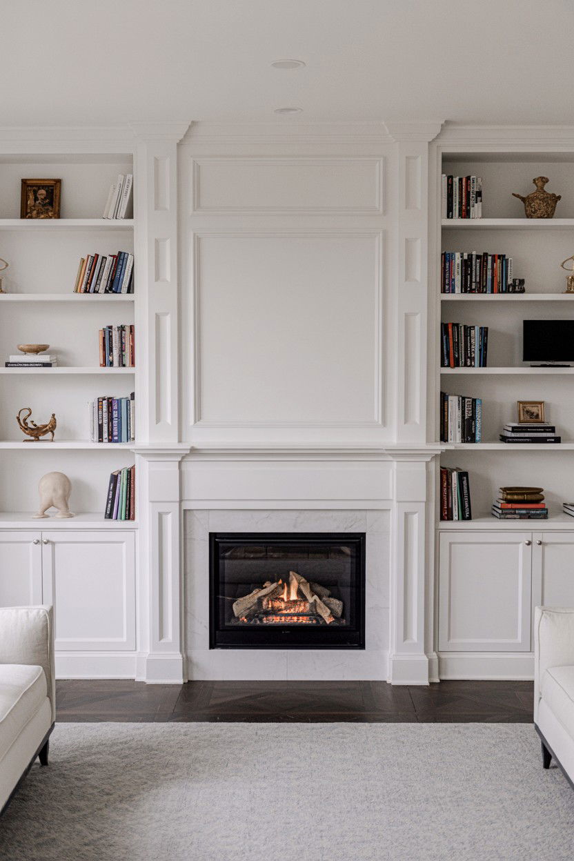 Built In Bookshelf Surround with Integrated Fireplace - 30 best gas fireplace ideas