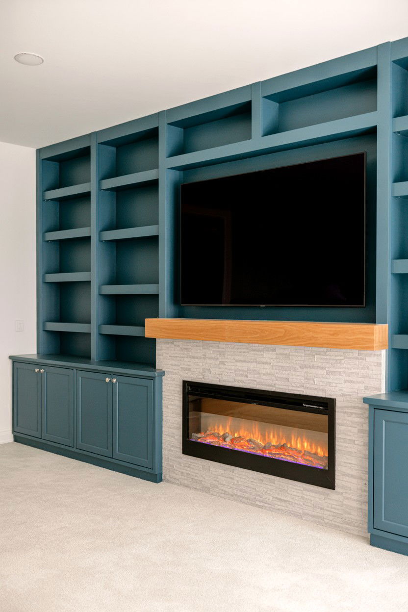 Built In Media Wall With Recessed Fireplace - 30 electric fireplace ideas with tv