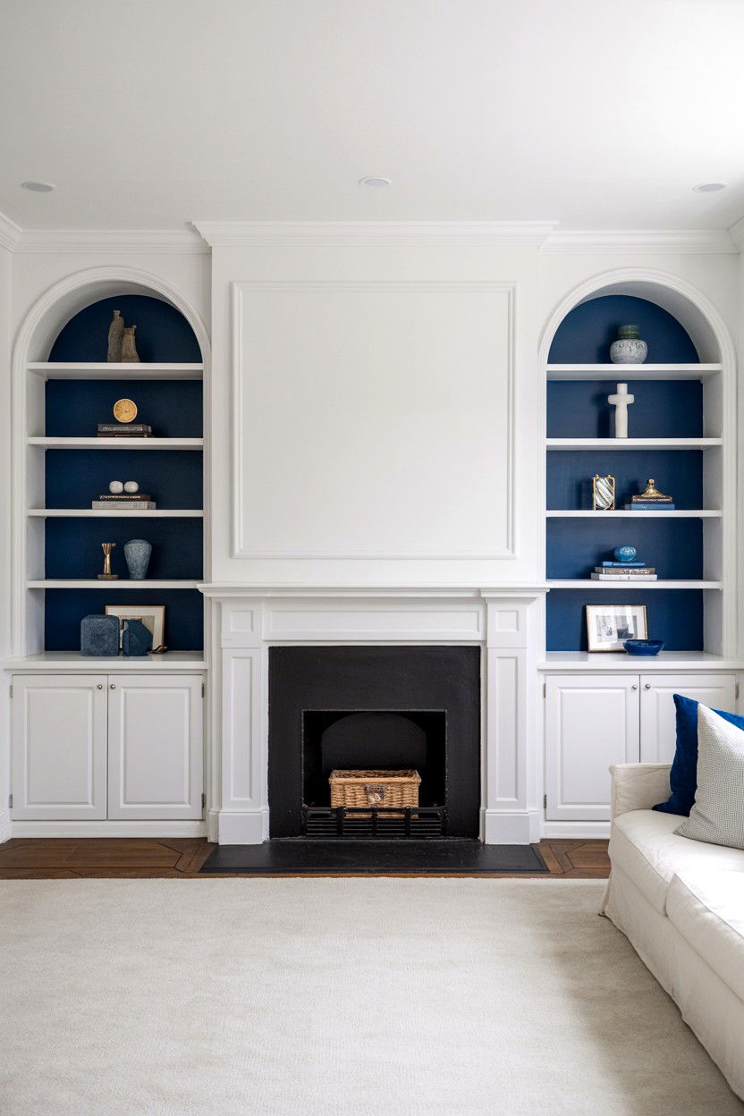 Built Ins with Contrasting Interior Paint Color - 30 built ins around fireplace ideas