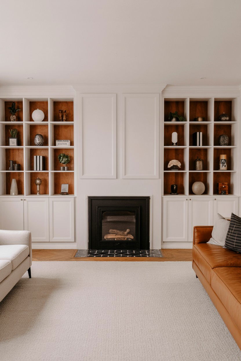 Built Ins with Open and Closed Mixed Storage - 30 built ins around fireplace ideas