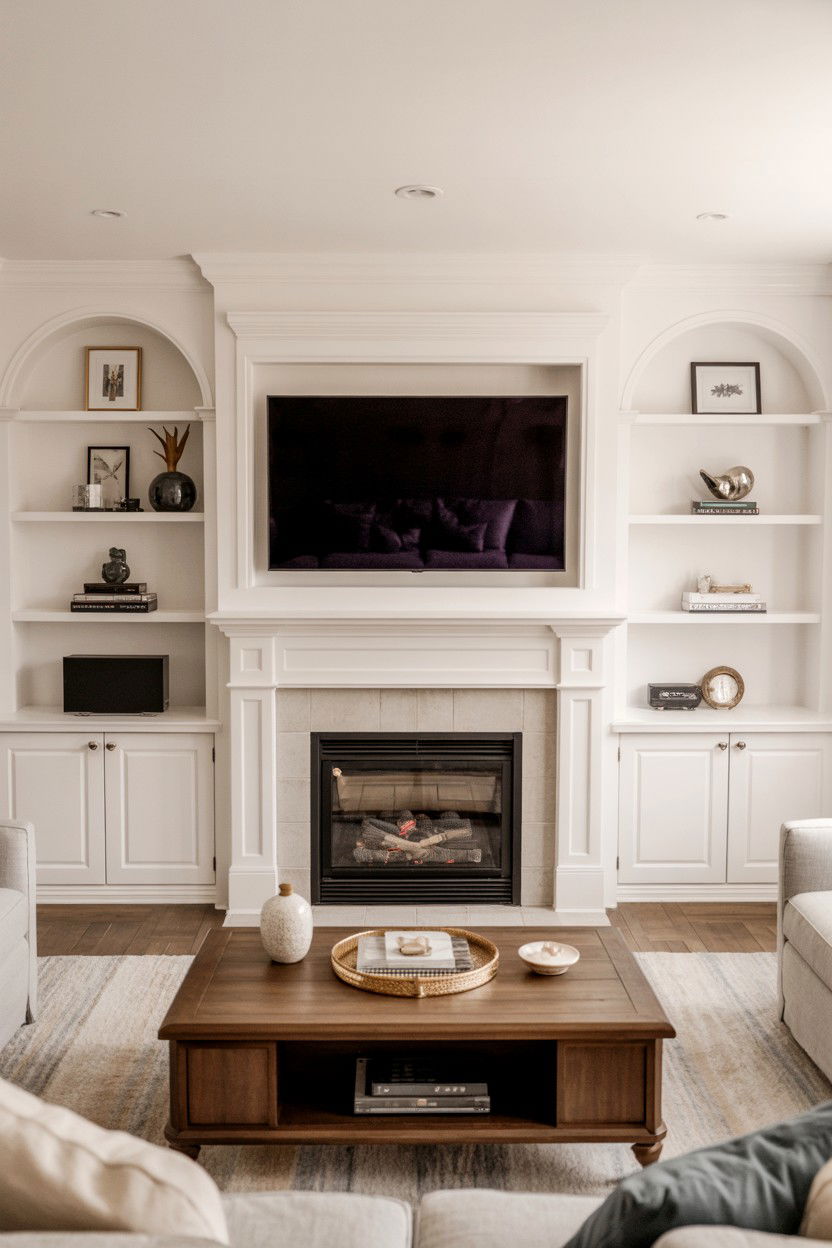 Built Ins with TV Integration Above Fireplace - 30 built ins around fireplace ideas