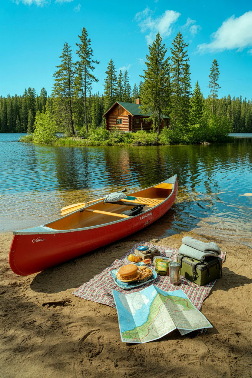 Cabin Canoe Portage and Island Picnic - 20-cozy-cabin-trip-ideas-for-couples