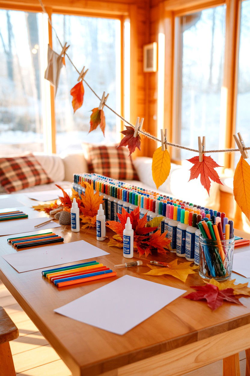 Cabin Craft Table and Keepsakes - 20-cozy-cabin-trip-ideas-for-families