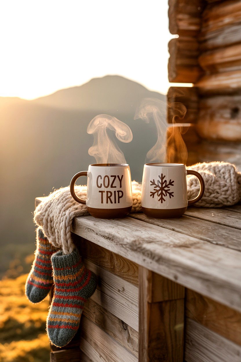 Cabin Deck Sunrise Coffee - 20-cozy-cabin-trip-ideas-for-couples