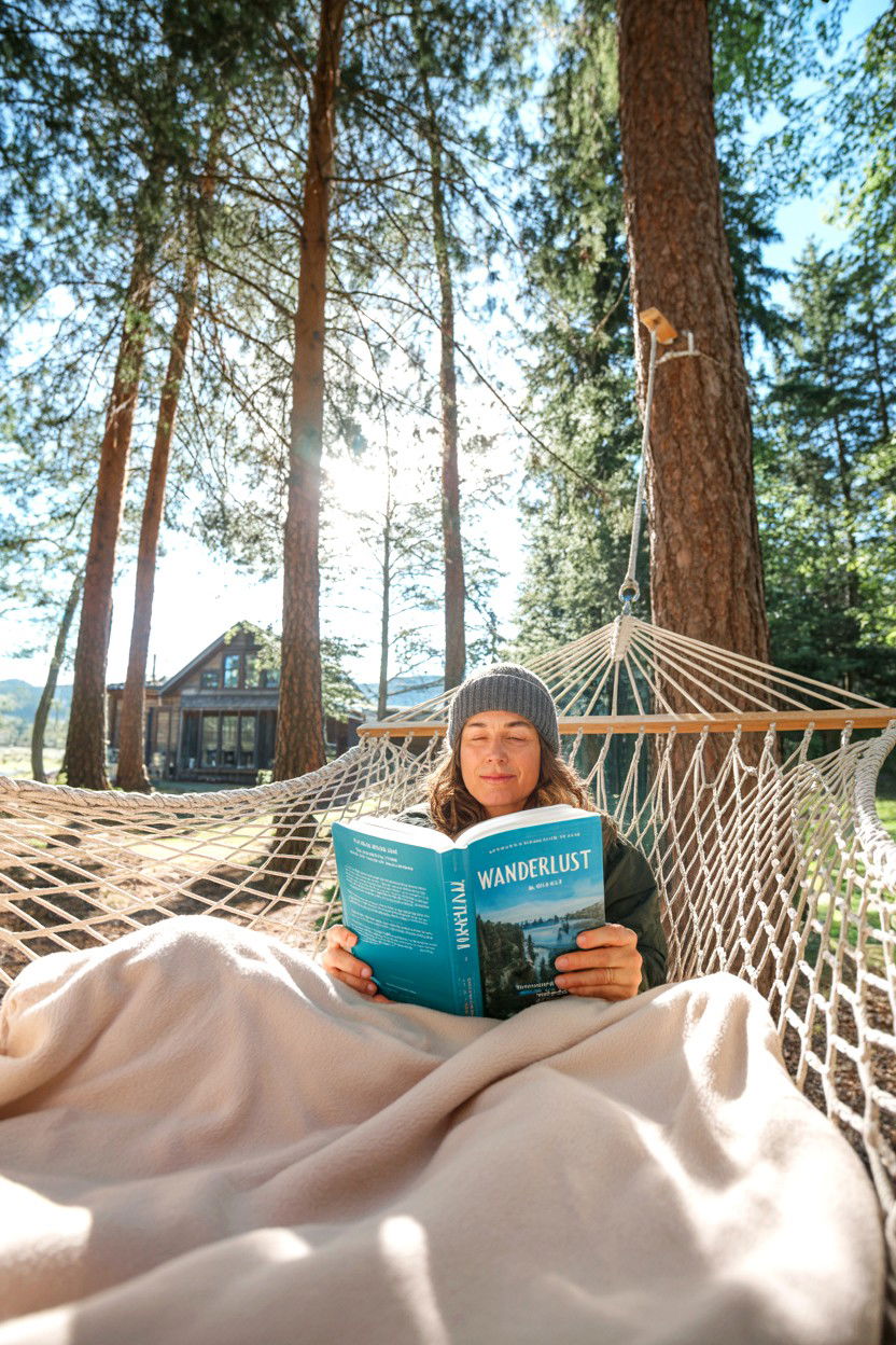 Cabin Hammock Reading Retreat - 20-cozy-cabin-trip-ideas-for-couples