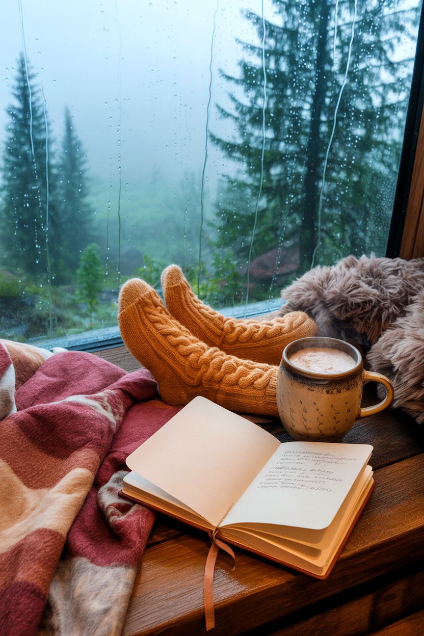 Cabin Rainy Day Window Watching - 20-cozy-cabin-trip-ideas-for-couples