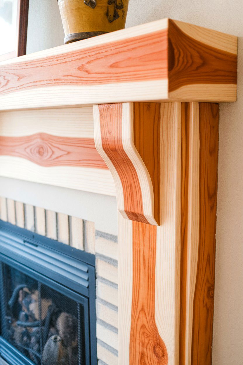 Cedar or Cypress Aromatic Wood Mantle - 30 diy fireplace mantle ideas