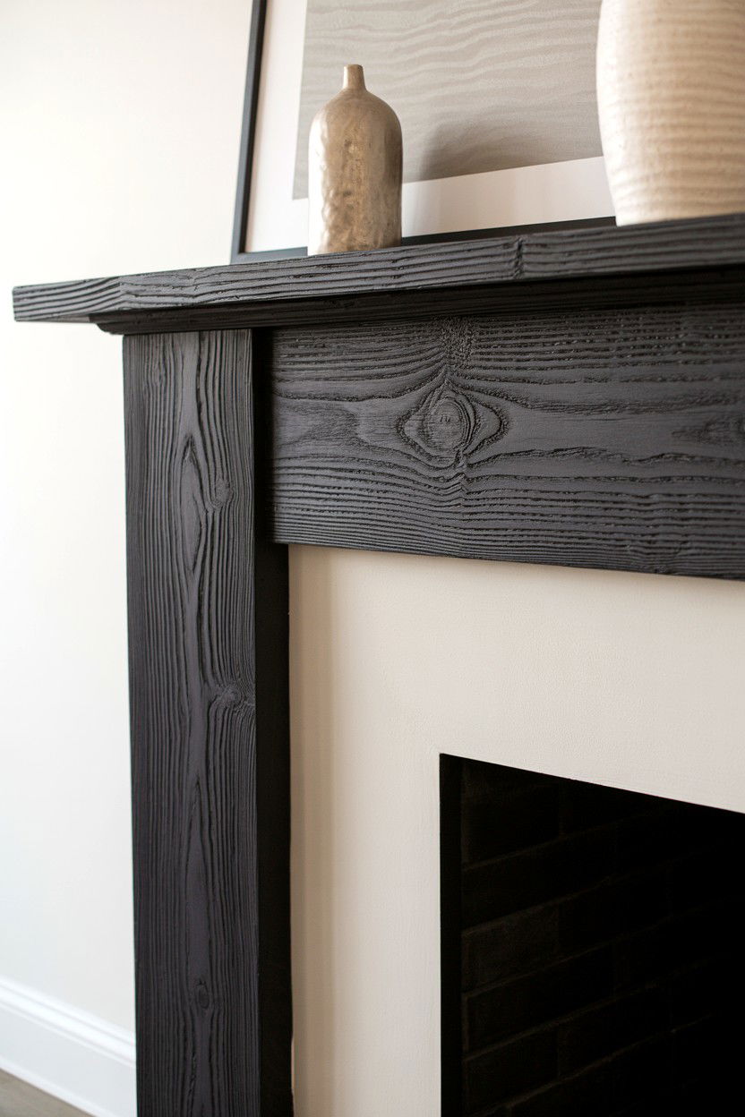 Charred Wood Mantle Using Japanese Shou Sugi Ban Technique - 30 fireplace mantle ideas
