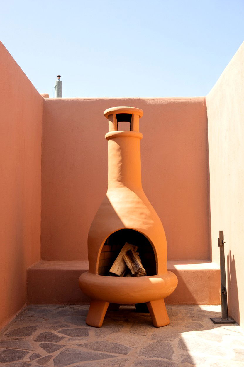Chiminea Style Clay Fire Feature - 30 fire pit ideas