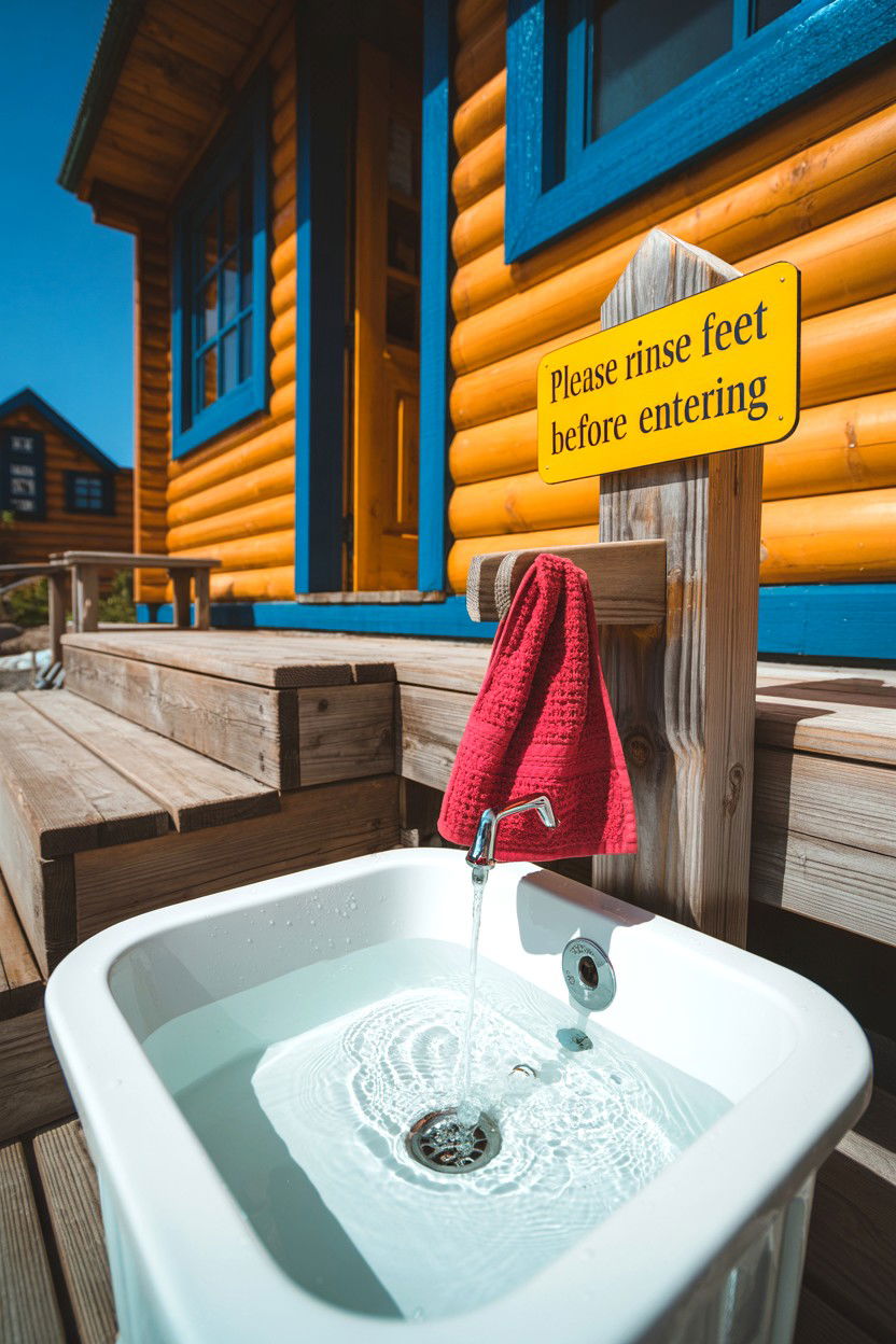 Clean Feet and Rinse Station - 20-hot-tub-cozy-cabin-trip-ideas