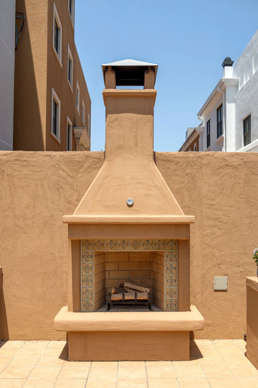 Compact Stucco Fireplace for Small Patios - 30 outdoor fireplace ideas