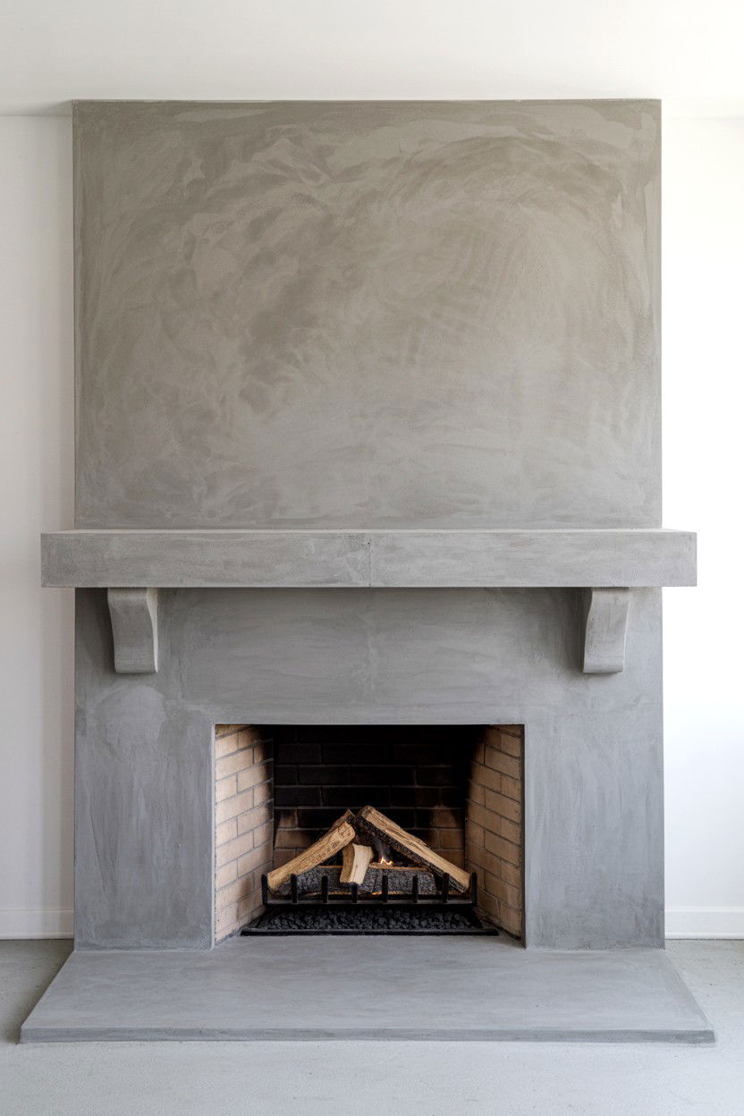 Concrete Fireplace Surround with Industrial Aesthetic - 30 cozy fireplace ideas