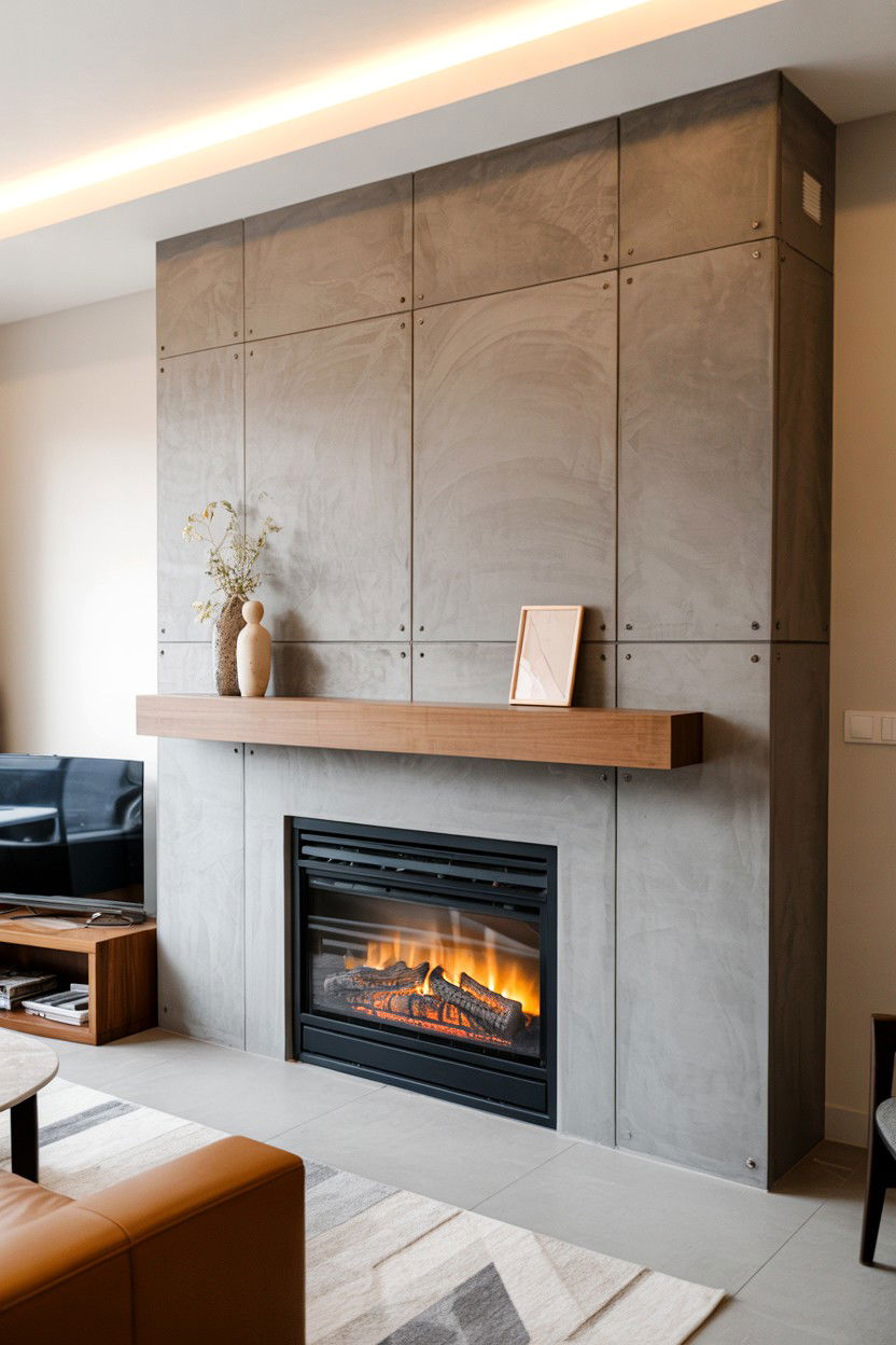 Concrete Panel Modern Edge - 30 fireplace wall ideas