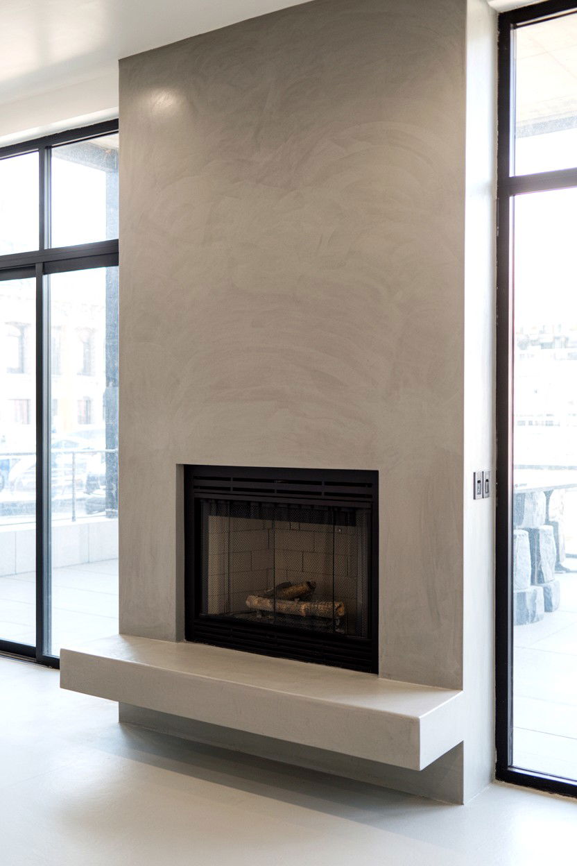 Concrete Surround Minimalism - 30 fireplace makeover ideas