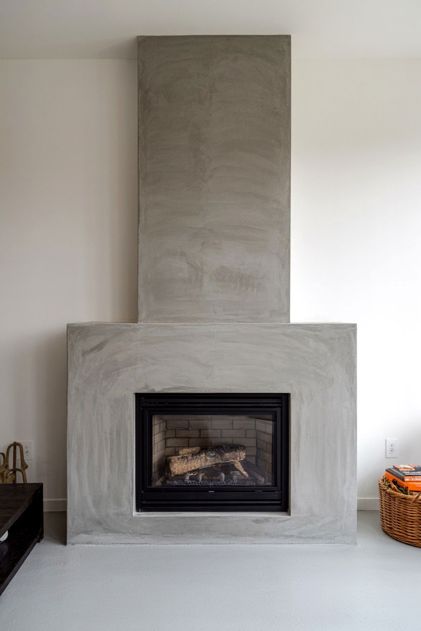 Concrete Surround with Modern Industrial Aesthetic - 30 fireplace ideas