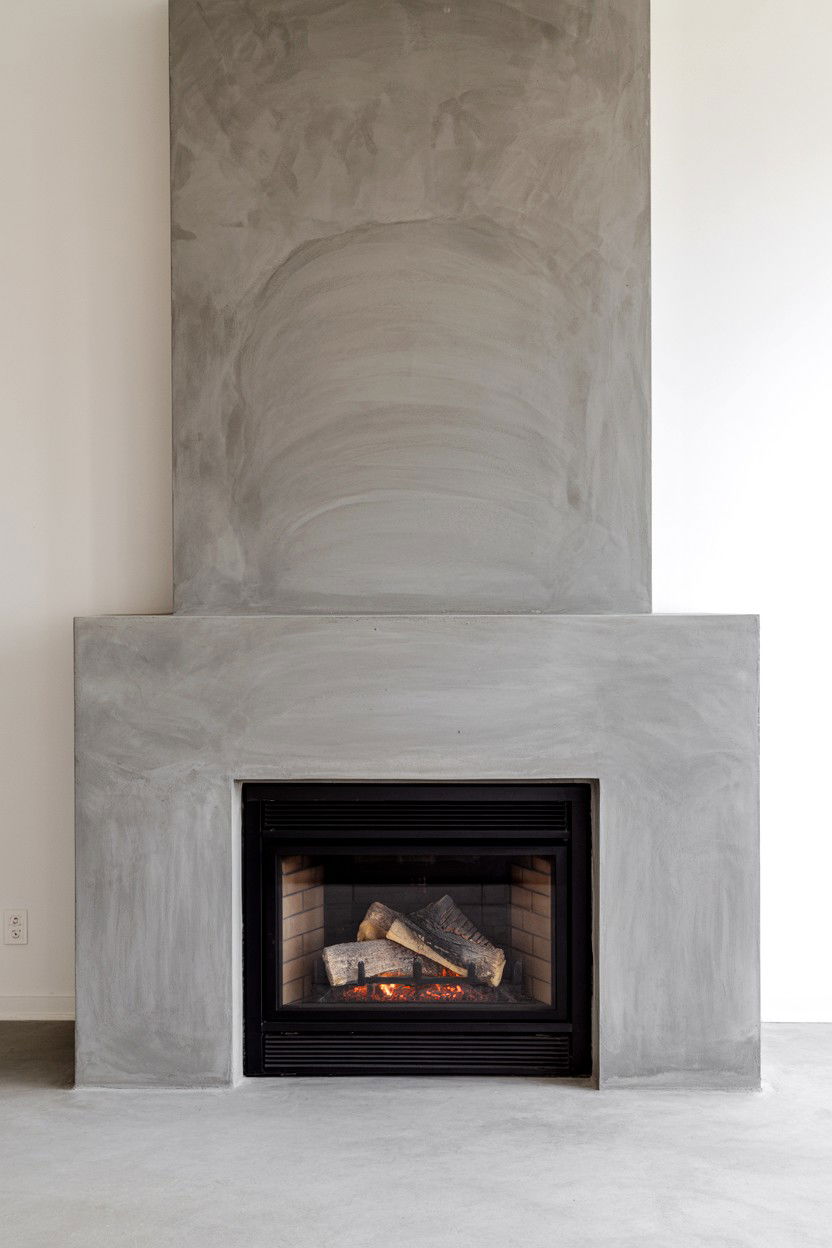 Concrete Surround with Urban Industrial Vibe - 30 cozy fireplace aesthetic ideas