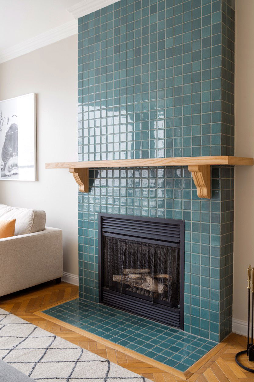 Contrasting Grout Lines with Pattern Emphasis - 30 cozy fireplace aesthetic ideas