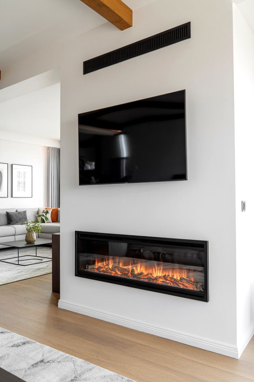 Corner Fireplace Installation with Adjacent TV Wall