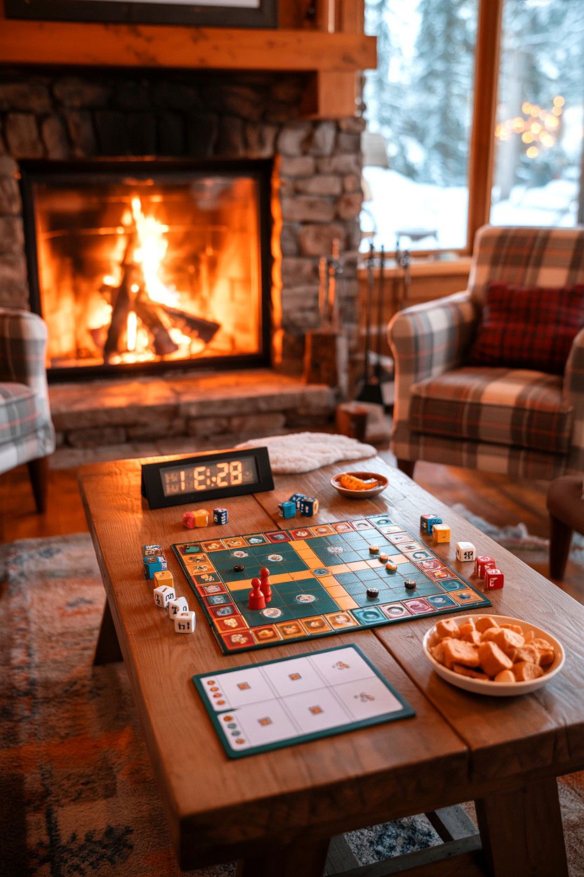 Cozy Fire and Board Game - 20-weekend-cozy-cabin-getaway-ideas-2-3-days