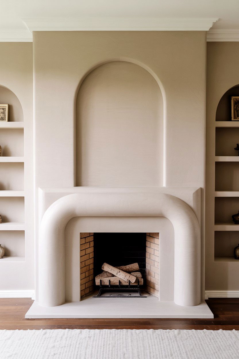 Curved Mantle with Soft Arched Profile - 30 fireplace mantle ideas