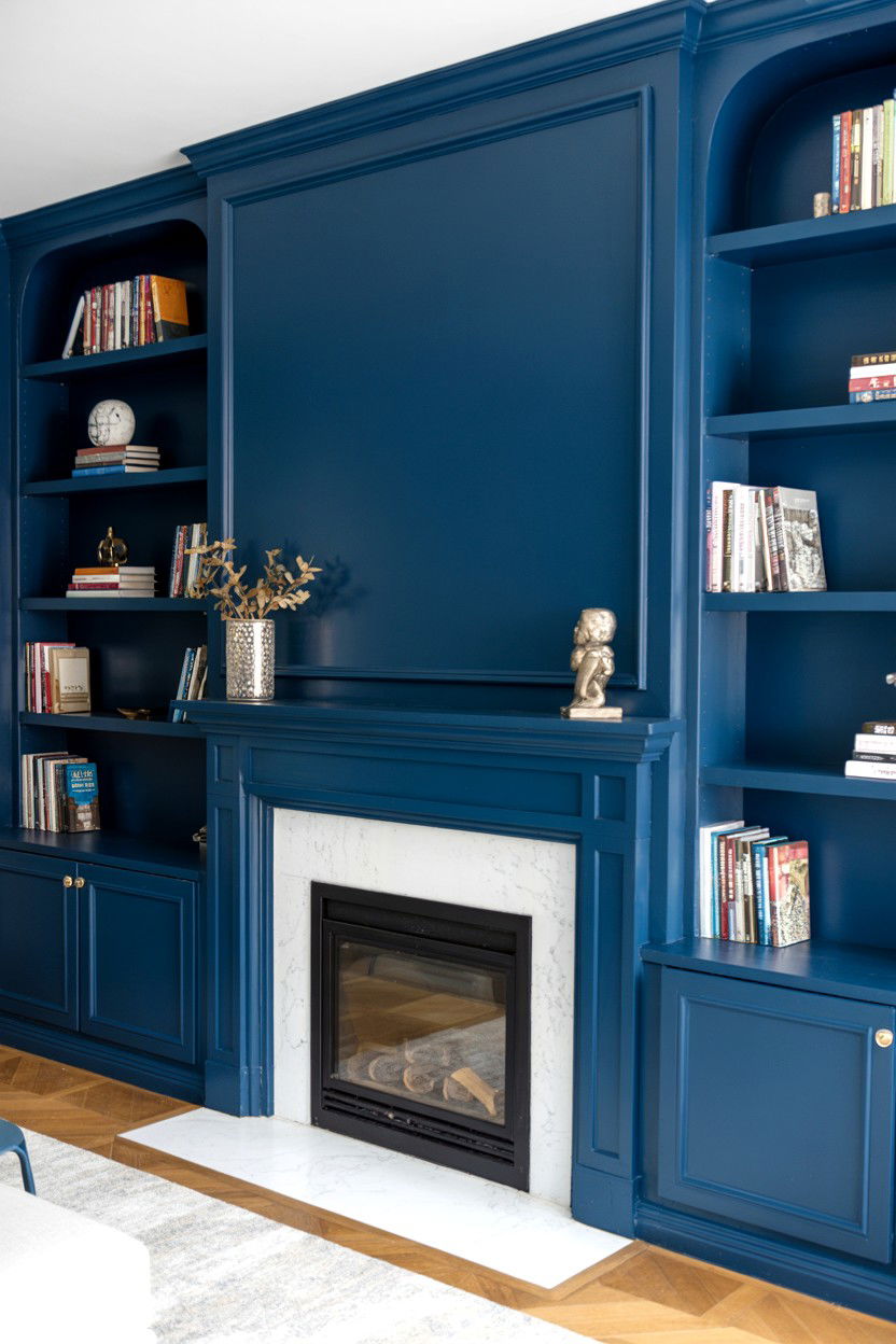 Dark Navy Built Ins for Bold Contrast - 30 built ins around fireplace ideas