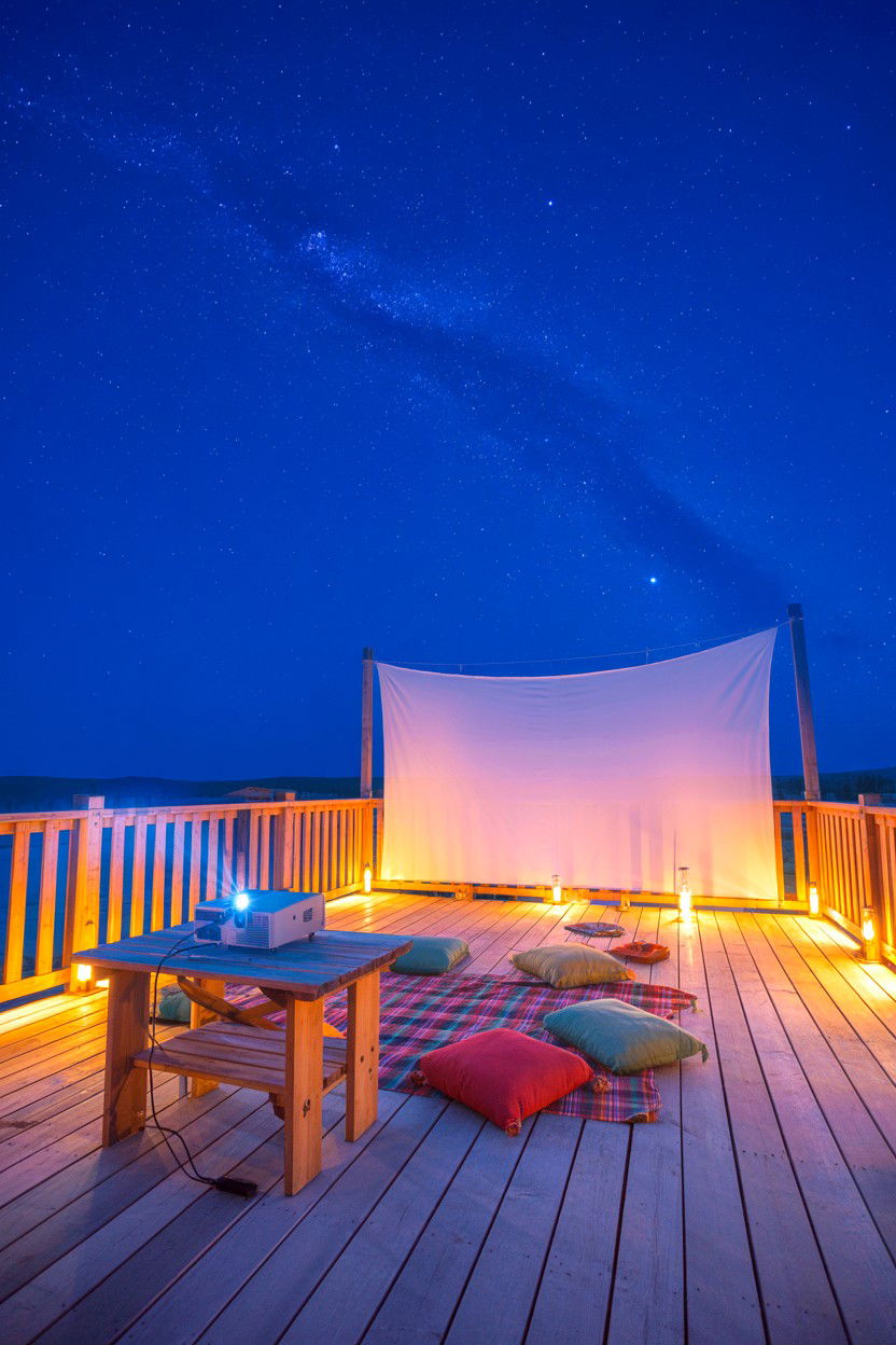 Deck Cinema Under Stars - 20-luxury-cozy-cabin-trip-ideas