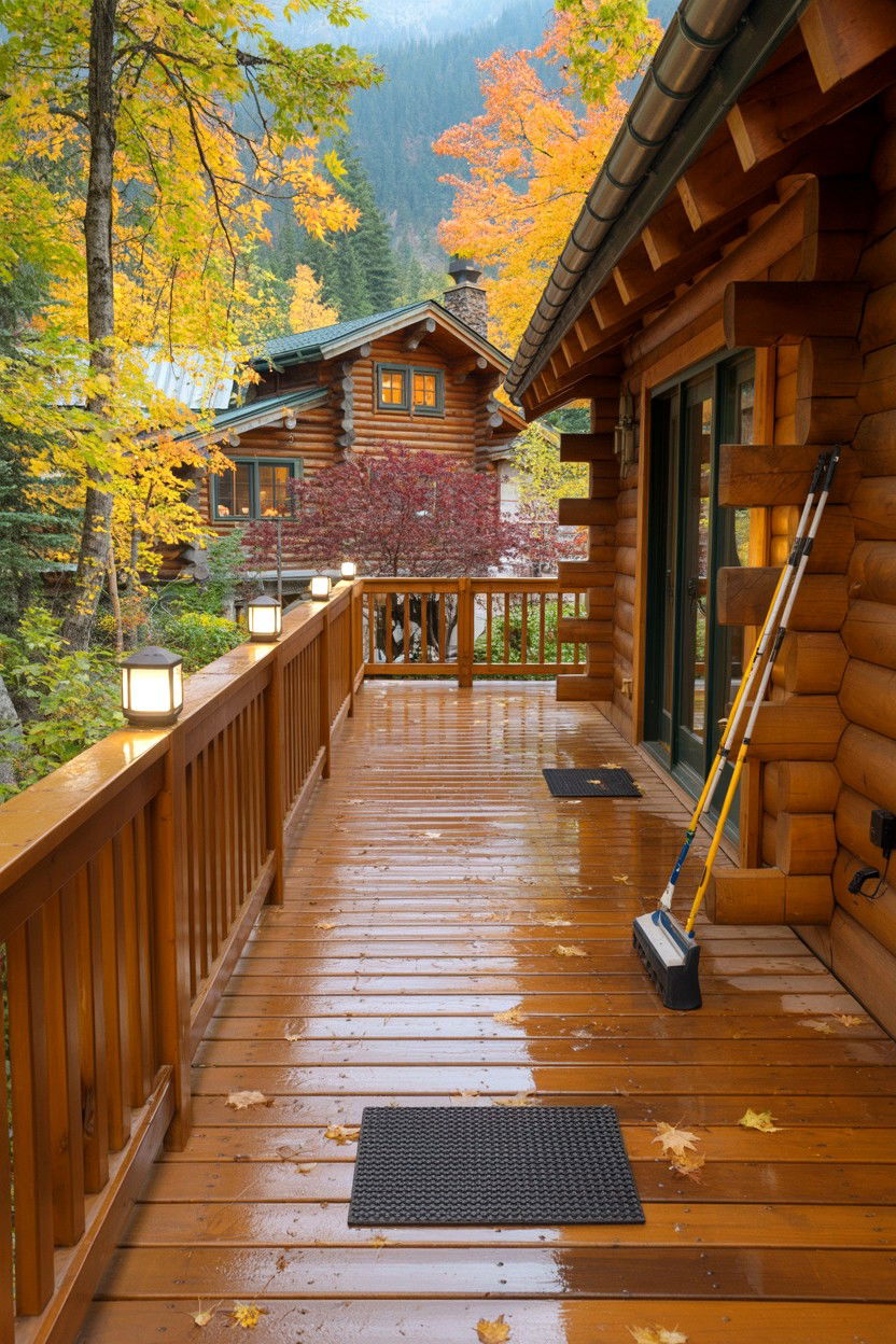Deck Safety and Dry Paths - 20-hot-tub-cozy-cabin-trip-ideas