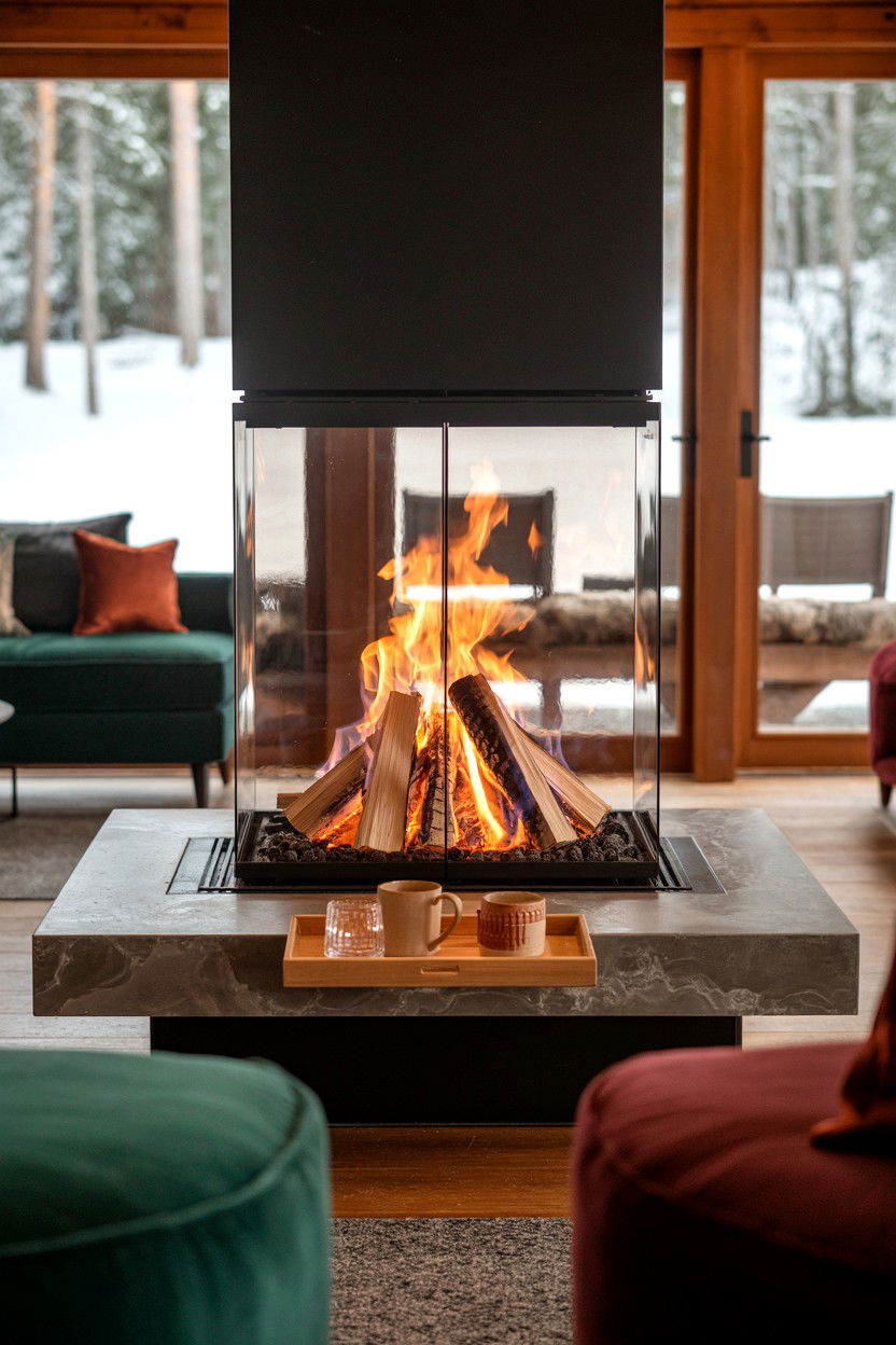 Designer Fireplace Ambience - 20-luxury-cozy-cabin-trip-ideas