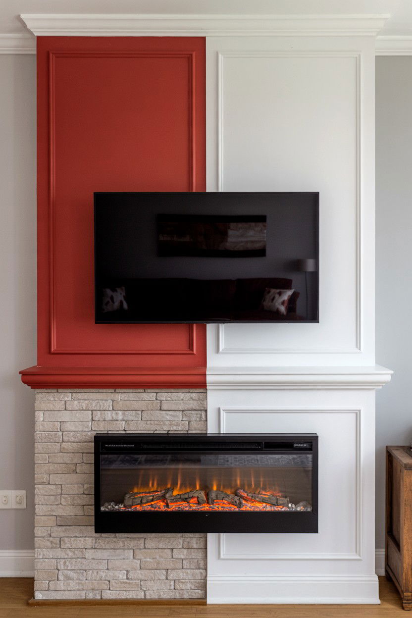 Divided Wall Design With Upper And Lower Zones - 30 electric fireplace ideas with tv
