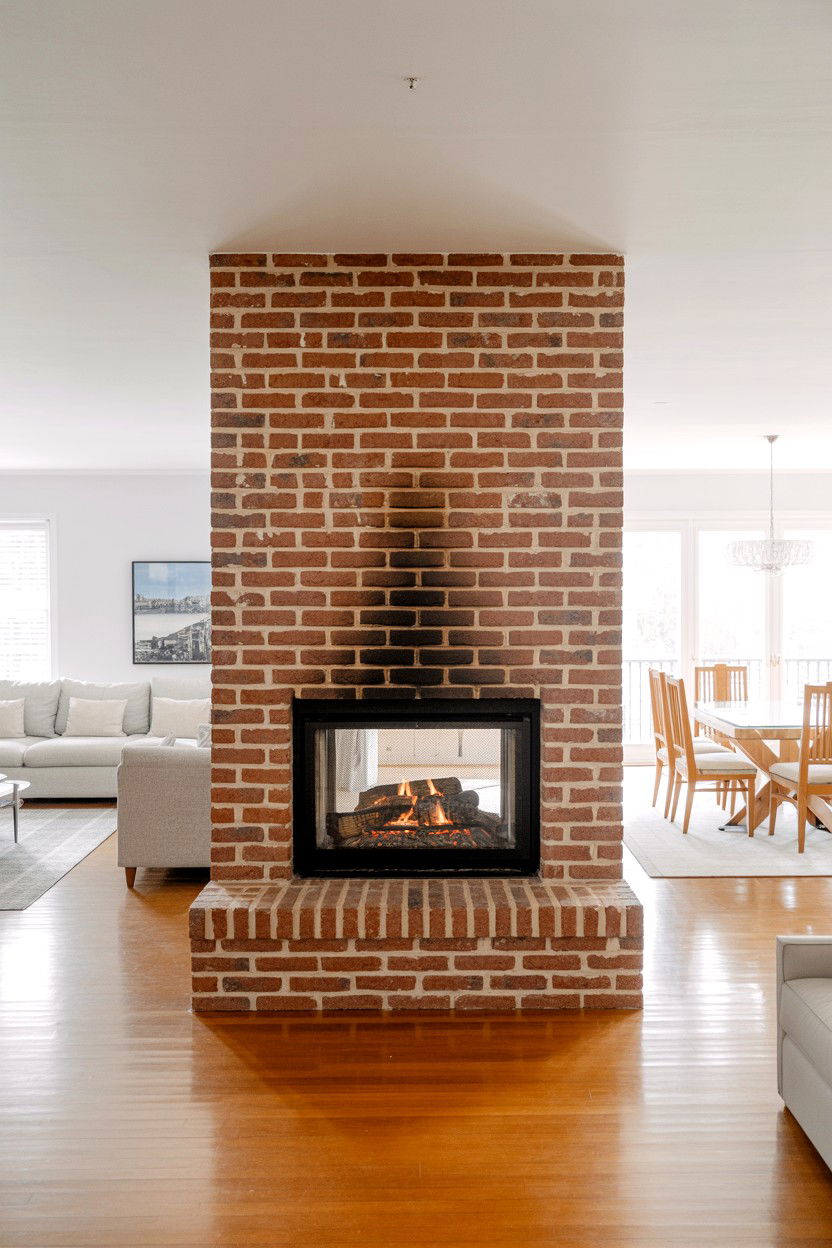 Double Sided Brick Fireplace - 30 brick fireplace ideas