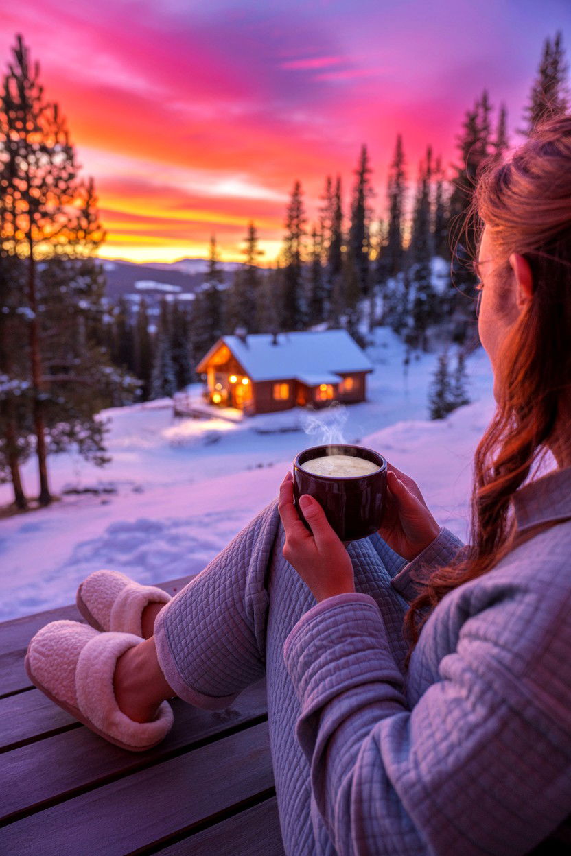 Early Sunset and Pajama Night - 20-cozy-cabin-trip-ideas-for-families