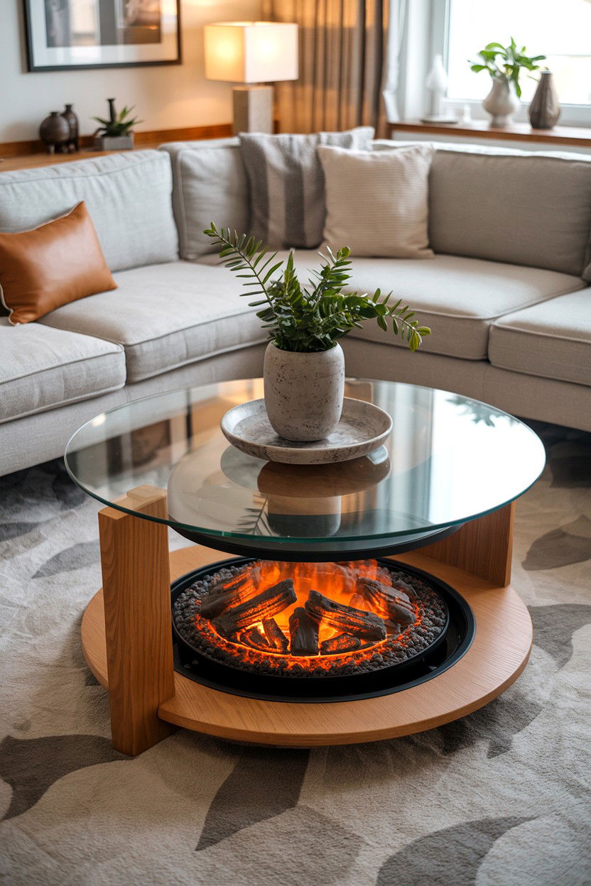 Electric Fireplace Coffee Table for Dual Purpose Function - 30 faux fireplace ideas