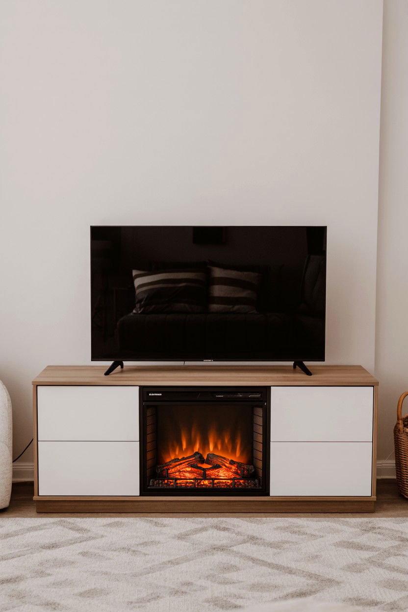 Electric Fireplace Insert in Media Console - 30 best fireplace decor ideas