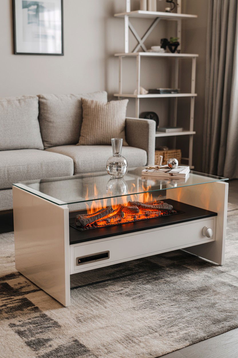 Electric Fireplace Table as Functional Furniture - 30 best electric fireplace ideas